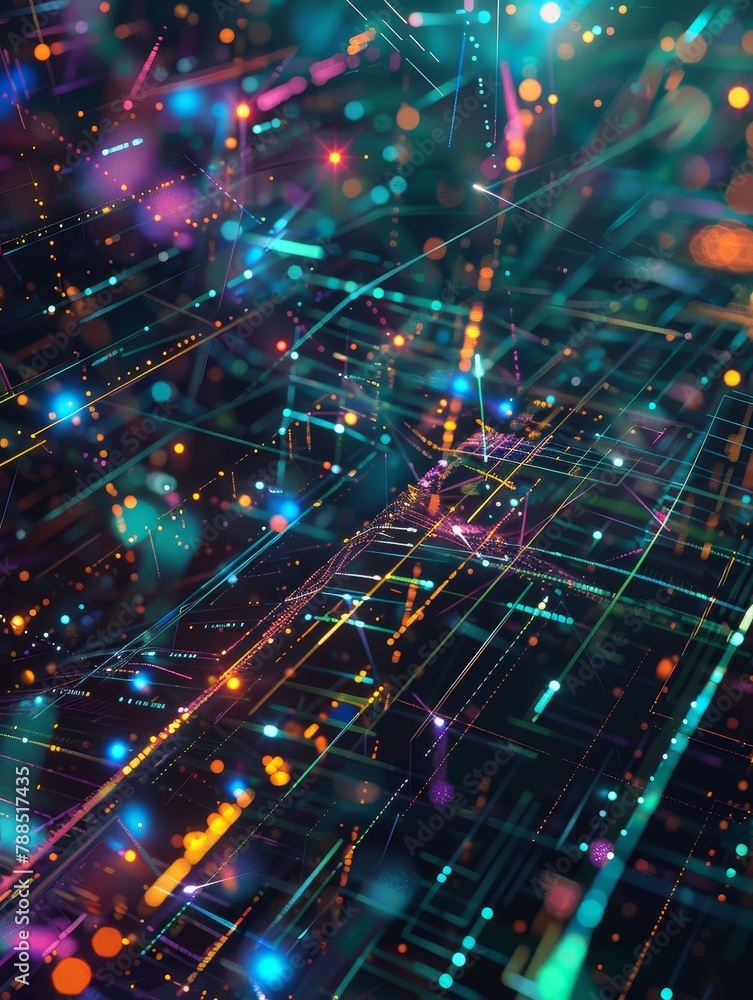 Fototapeta premium a creative digital network intertwined with elements of coding background