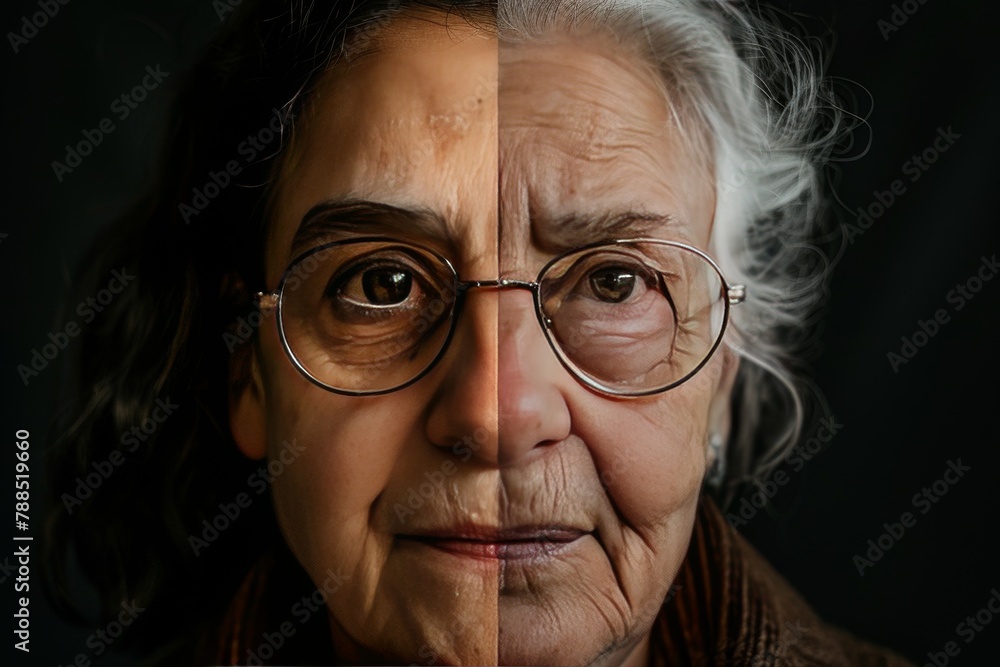 Aging Science and Skincare Advances: Dual Portraits of Aging Treatments Showcasing Healthy Aging Strategies. Aging Science and Skincare Advances: Dual Portraits of Aging Treatments Showcasing Healthy Aging Strategies.