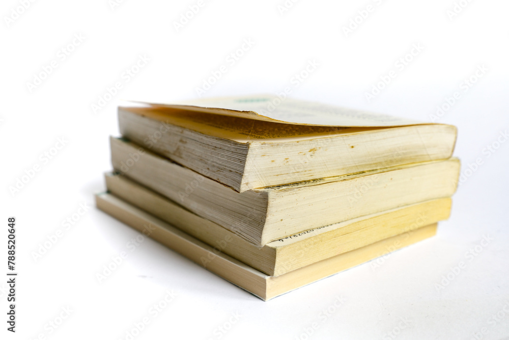 pile of books on isolated white background pile of books on isolated white background