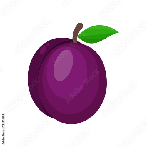 plum flat vector illustration isolated on white background