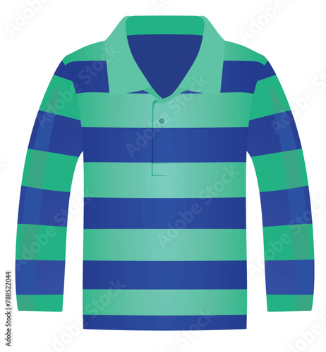 Blue/green long sleeved  polo t shirt. vector illustration