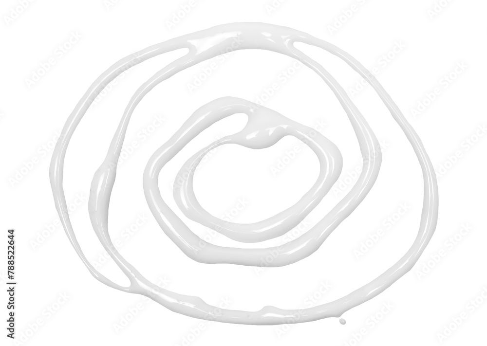 White cosmetic cream spilled in shape spiral, encircle isolated on white, clipping White cosmetic cream spilled in shape spiral, encircle isolated on white, clipping