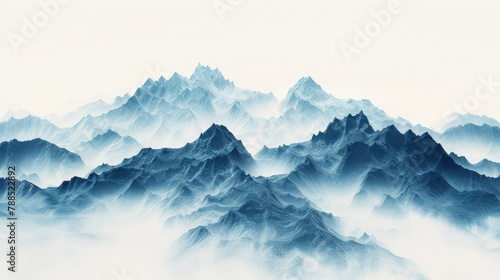 Blue misty mountains