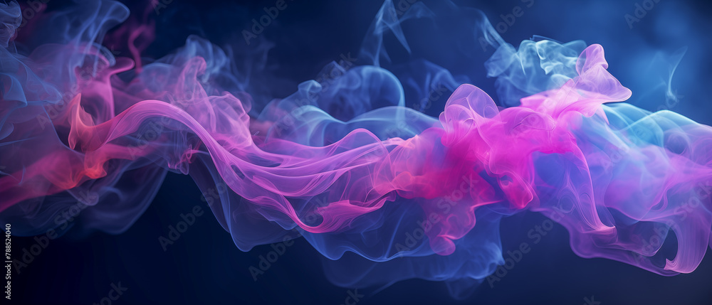 Fototapeta premium blue and pink smoke waves flowing in a tranquil abstract pattern