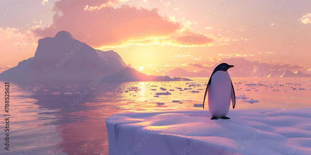 Cheerful Penguin Portrait in Snowy Wonderland