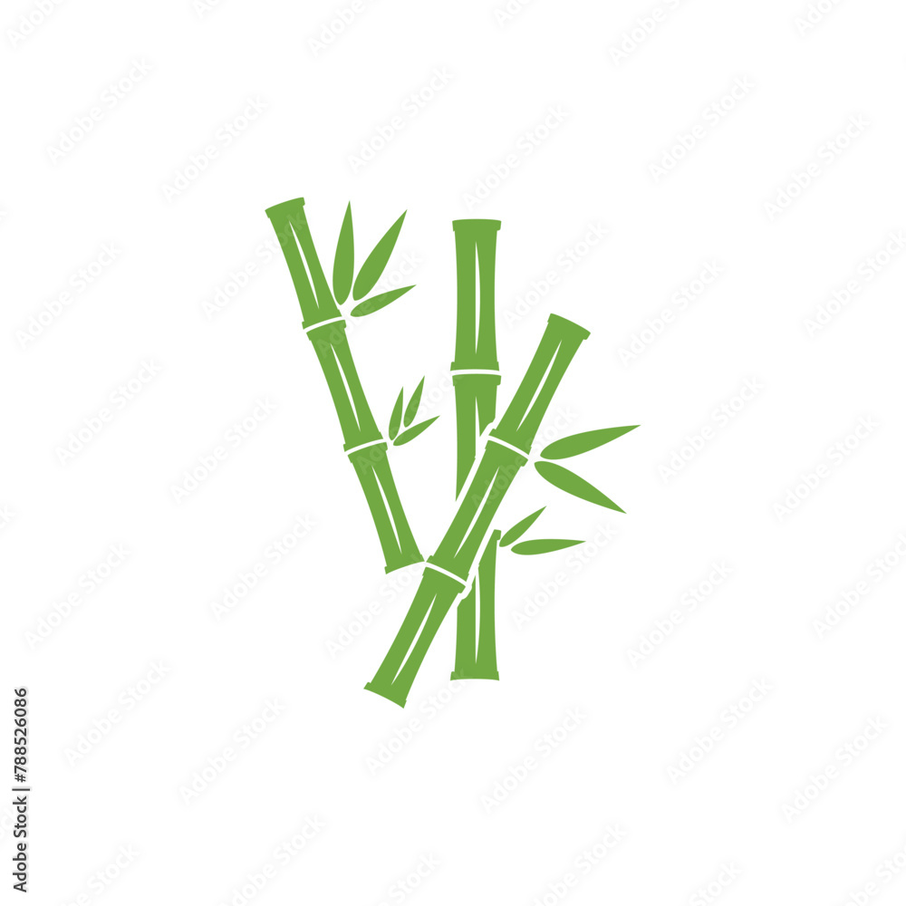 Bamboo logo with green leaf vector icon template Bamboo logo with green leaf vector icon template