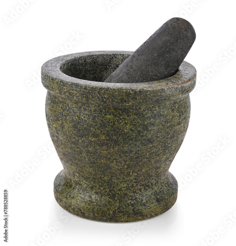 Stone Mortar and Pestle isolated on white background