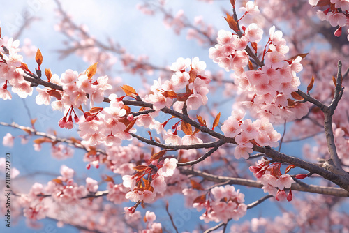 Branch with sakura blossoms.Cherry blossoms.