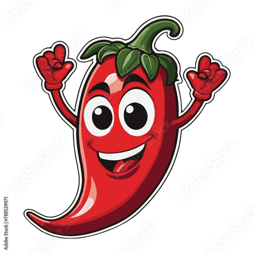 funny red jalapeno mascot, clipart vector isolation