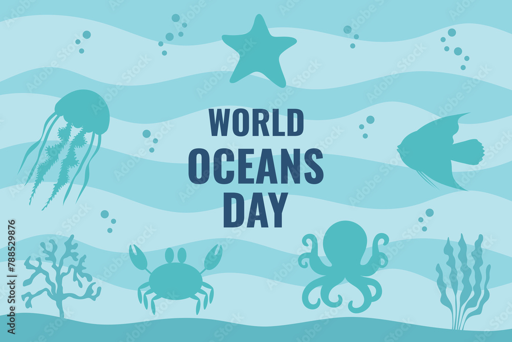 Obraz premium World Oceans Day. Vector illustration.