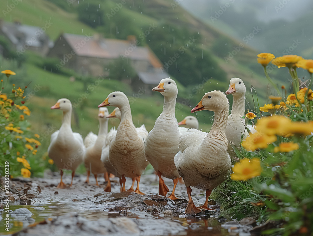 Obraz premium Geese in their natural environment