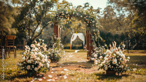 Outdoor Wedding Ceremony with Willow and Birch Trees