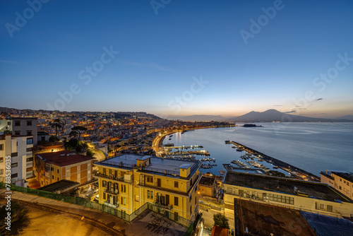Naples with the Gulf and the famous Mount Vesuvius at dawn