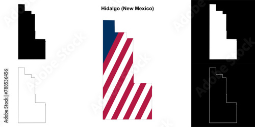 Hidalgo County (New Mexico) outline map set photo