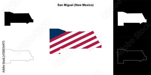 San Miguel County (New Mexico) outline map set photo