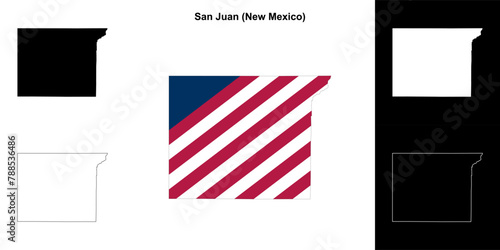 San Juan County (New Mexico) outline map set photo