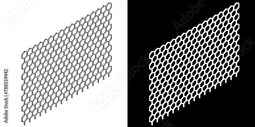 3D rendering illustration of a modular honeycomb grid panel