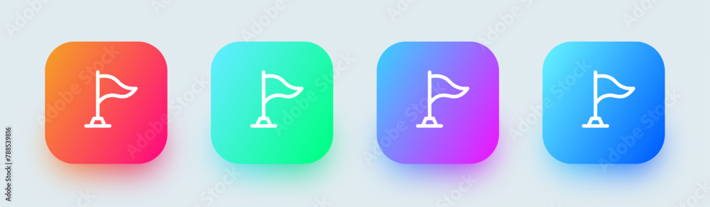 Fototapeta premium Flag line icon in square gradient colors. Mark signs vector illustration.