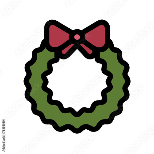 Christmas Wreath icon vector graphics element silhouette sign symbol illustration on a Transparent Background