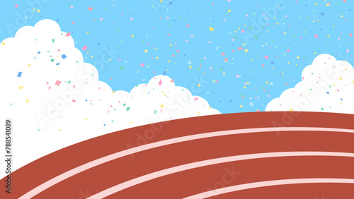 運動会のグラウンドの背景イラスト_16:9
