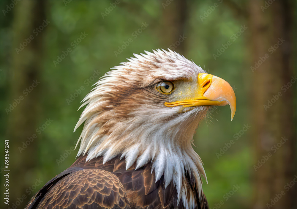 Close up of an eagle behind in nature