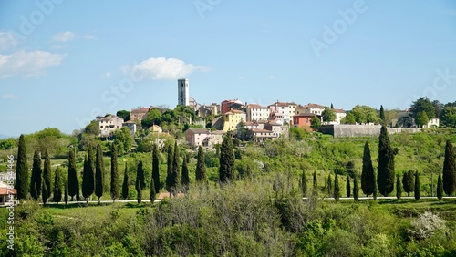 Oprtalj - idyllic small town on a hill in central Istria, resembles very much Toscany landscape and achitecture                                photo