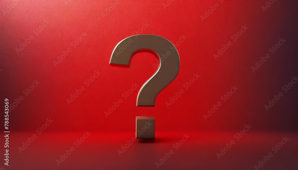Question mark on red background. 3D rendering. FAQ and QA. Problem solution. Question mark on red background. 3D rendering. FAQ and QA. Problem solution.