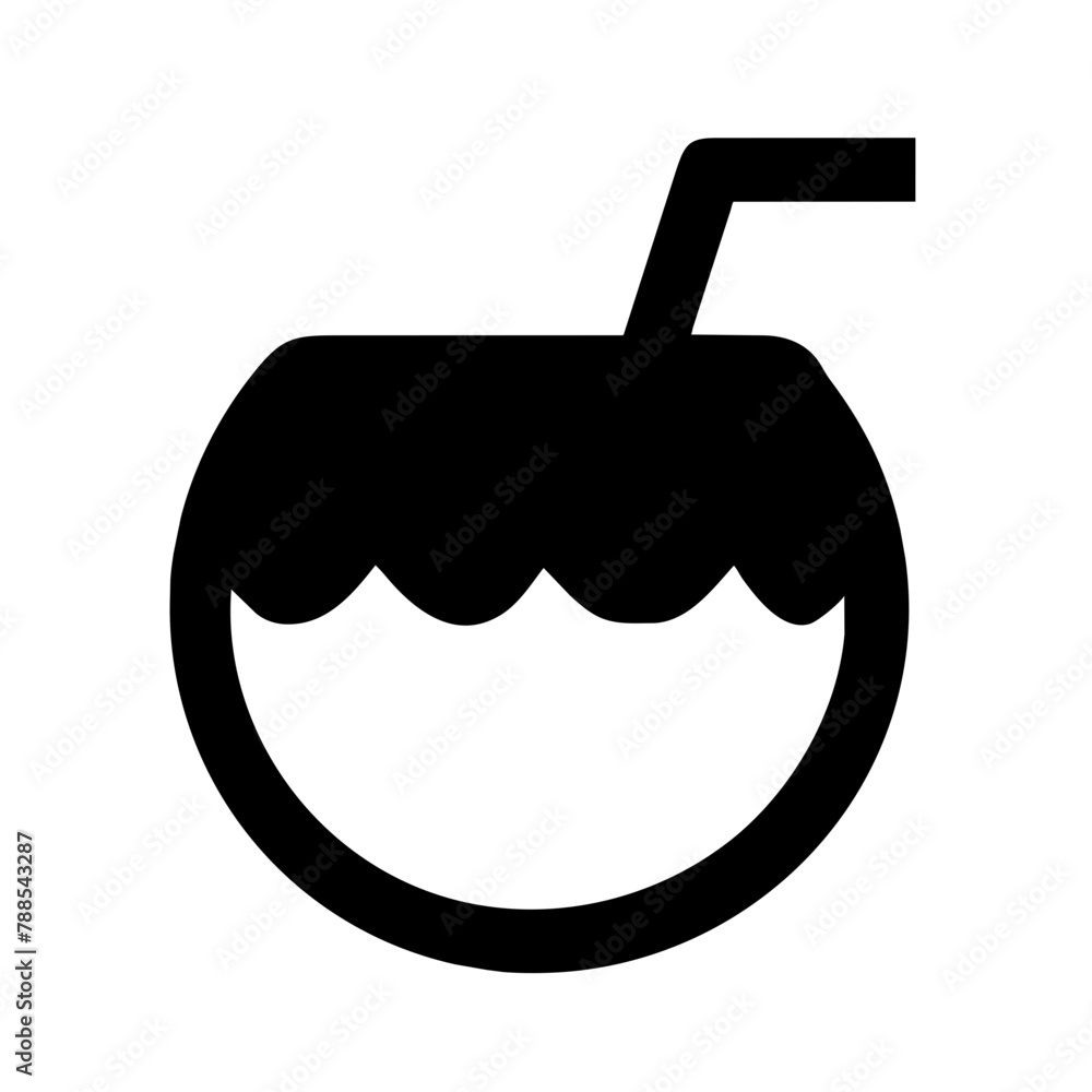 Coconut Drink Single icon vector graphics Summer element silhouette sign symbol illustration on a Transparent Background Coconut Drink Single icon vector graphics Summer element silhouette sign symbol illustration on a Transparent Background
