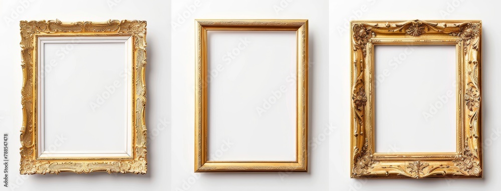 picture frame set isolated on white background gold vintage picture frame set isolated on white background gold vintage
