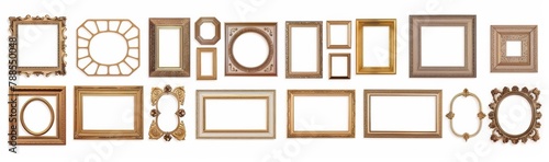 picture frame set isolated on white background gold vintage