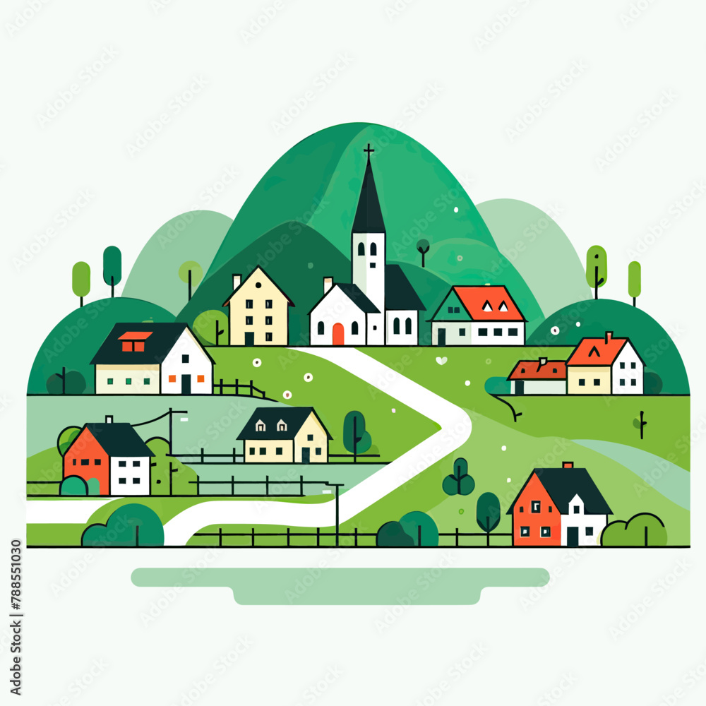village vector in white background village vector in white background