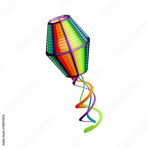 3D Traditional Colorful Paper Balloon for Brazilian June Party São João Decoration with Transparent Background