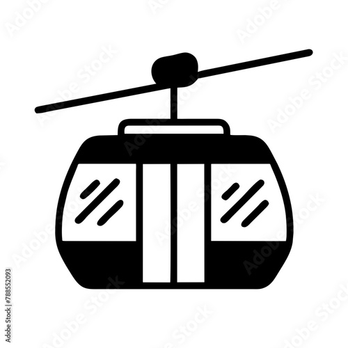 Cable Car icon Vector graphics element silhouette sign symbol illustration on a Transparent Background