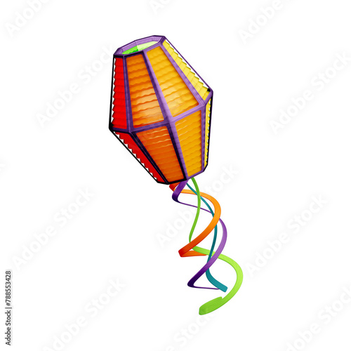 3D Traditional Colorful Paper Balloon for Brazilian June Party São João Decoration with Transparent Background
