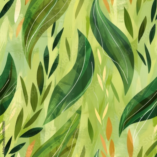 Vibrant Tropical Leaf Pattern Wallpaper Design