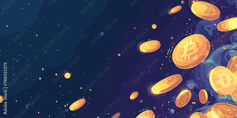 Copy space background cryptocurrency vector cartoon illustration blank background bitcoin