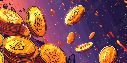 Copy space background cryptocurrency vector cartoon illustration blank background bitcoin