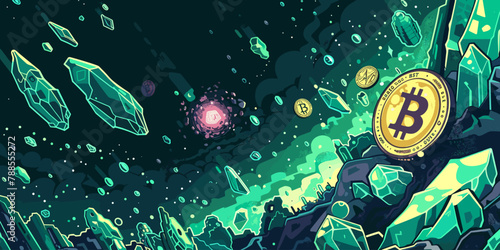 Copy space background cryptocurrency vector cartoon illustration blank background bitcoin