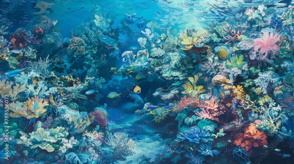 Vibrant Coral Reef Ecosystem Teeming with Marine Life Vibrant Coral Reef Ecosystem Teeming with Marine Life