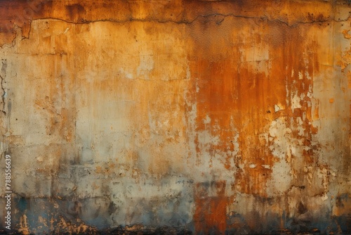 Discolored Rusty sheet background. Damaged rough metal orange texture. Generate ai