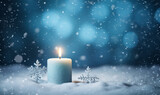 Advent candle on Christmas with snow. AI-Generated Image