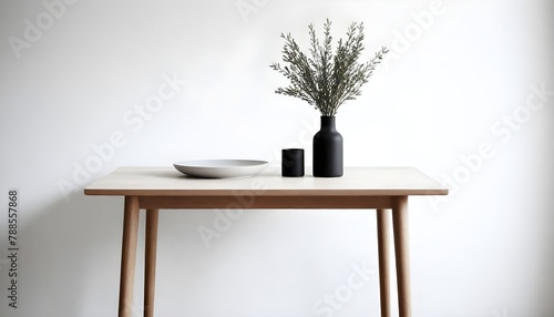 Clean Aesthetic Scandinavian style table with decorations