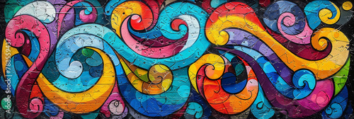 Vibrant Street Art Mural with Abstract Colorful Swirls