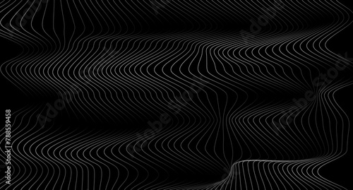 smooth flowing wave lines pattern on black