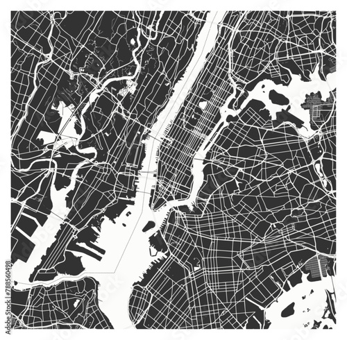 detailed illustration of new york city. vector new york city nyc map. vector map for poster art. eps. blueprint, navigation, location, concept. detailed streets navigation