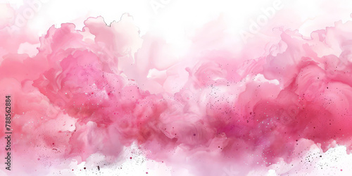 Pink watercolor on white background, pink cloud watercolor, copy space