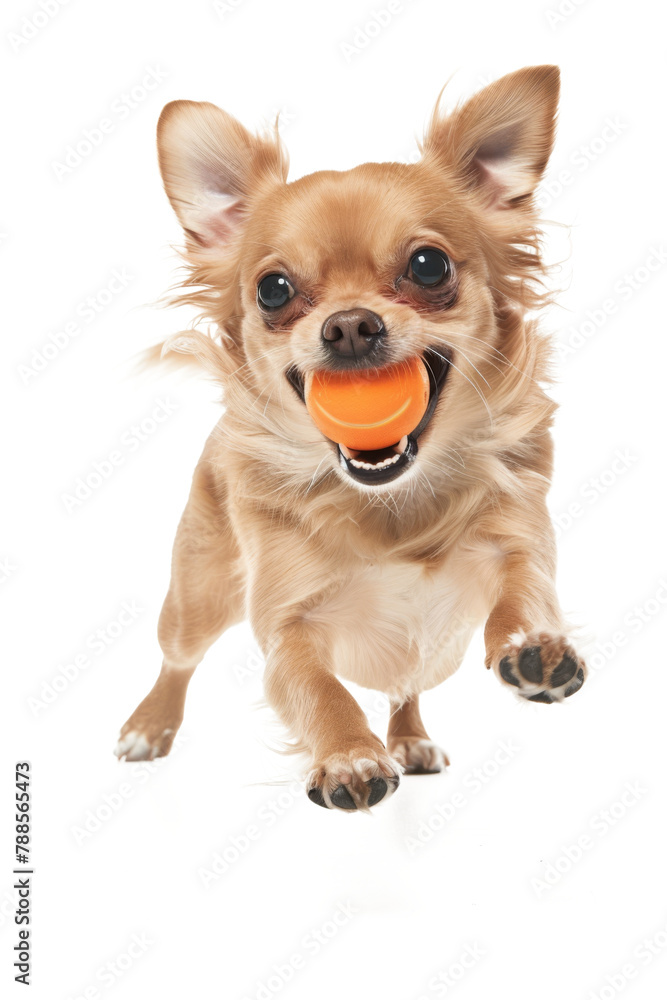 Obraz premium Chihuahua dog playing with ball isolated on transparent background