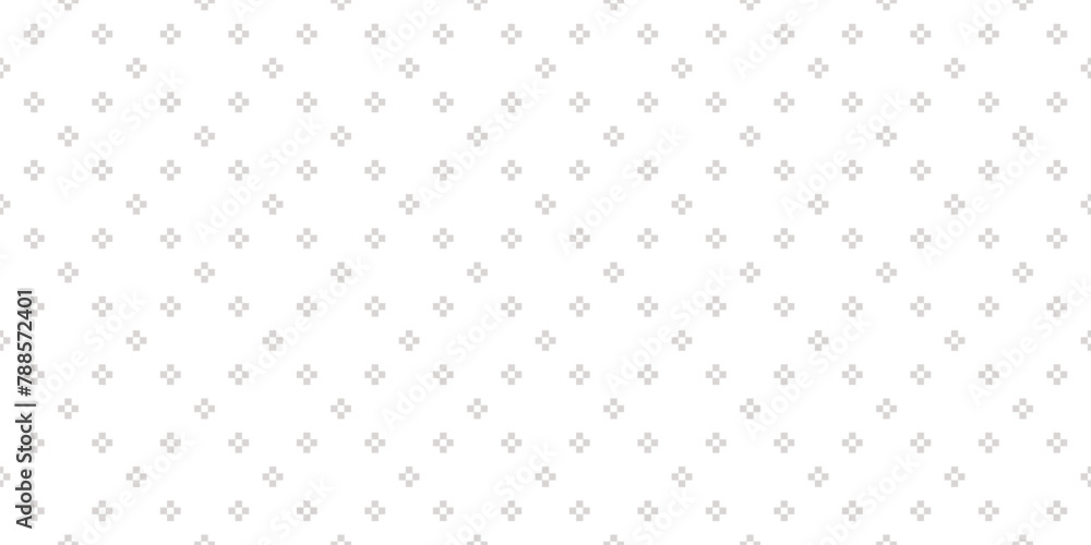 Vector minimalist geometric seamless pattern. Simple abstract ornament texture with small crosses, flower silhouettes, squares, dots. Subtle light gray and white minimal background. Repeated design Vector minimalist geometric seamless pattern. Simple abstract ornament texture with small crosses, flower silhouettes, squares, dots. Subtle light gray and white minimal background. Repeated design