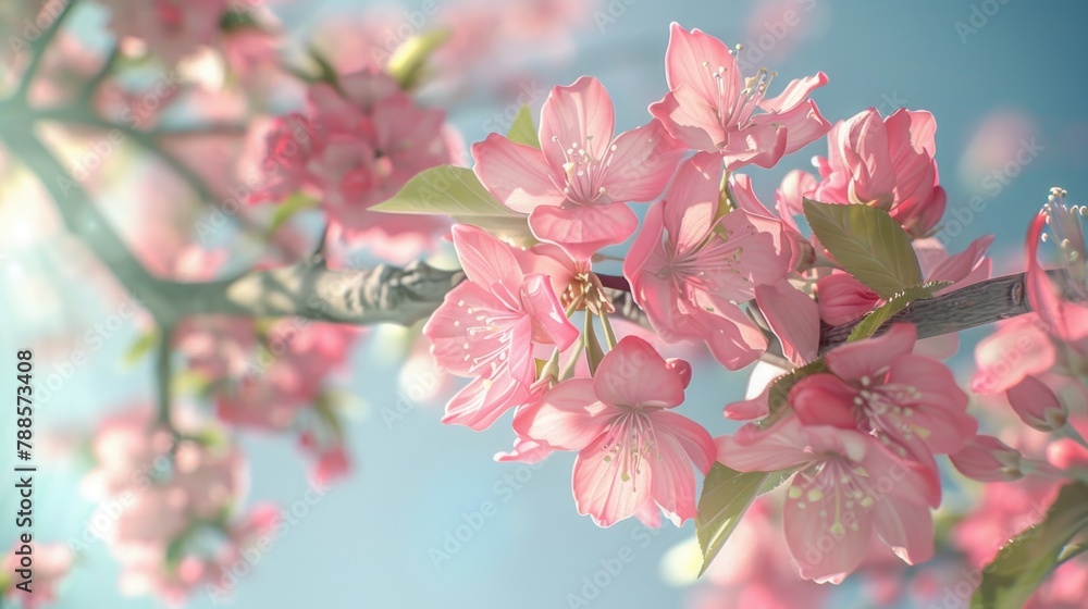 Obraz premium Close up of pink flowers on a tree. Suitable for nature backgrounds