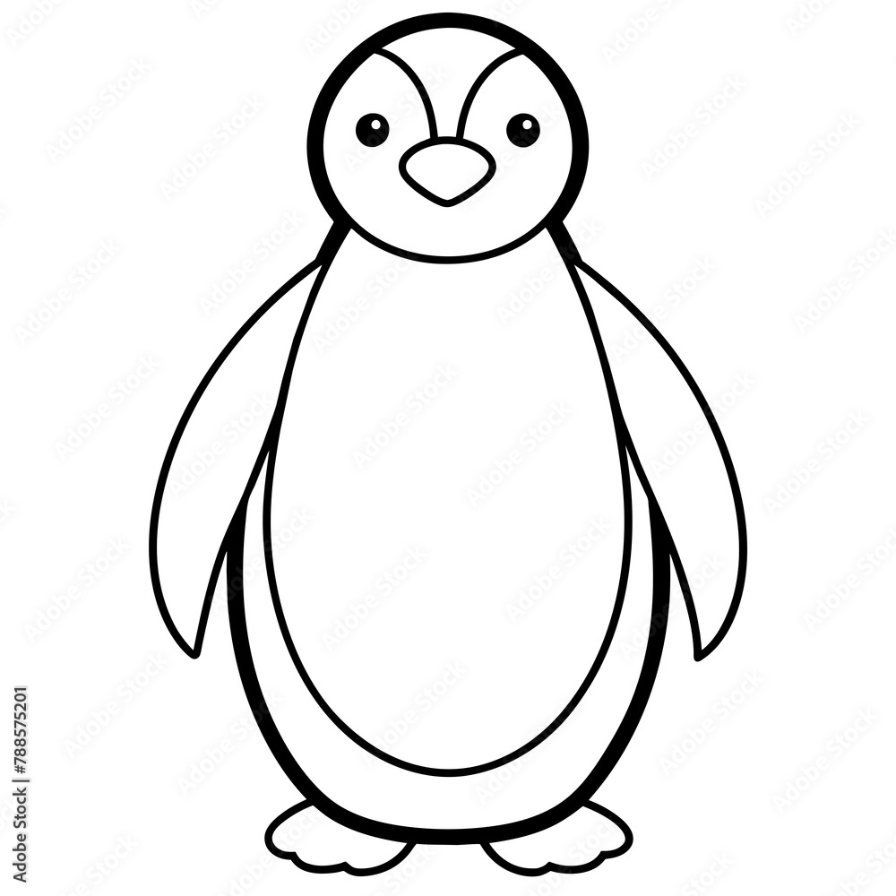 Obraz premium penguin illustration mascot,penguin silhouette,penguin vector,icon,svg,characters,Holiday t shirt,black penguin drawn trendy logo Vector illustration,penguin line art on a white background